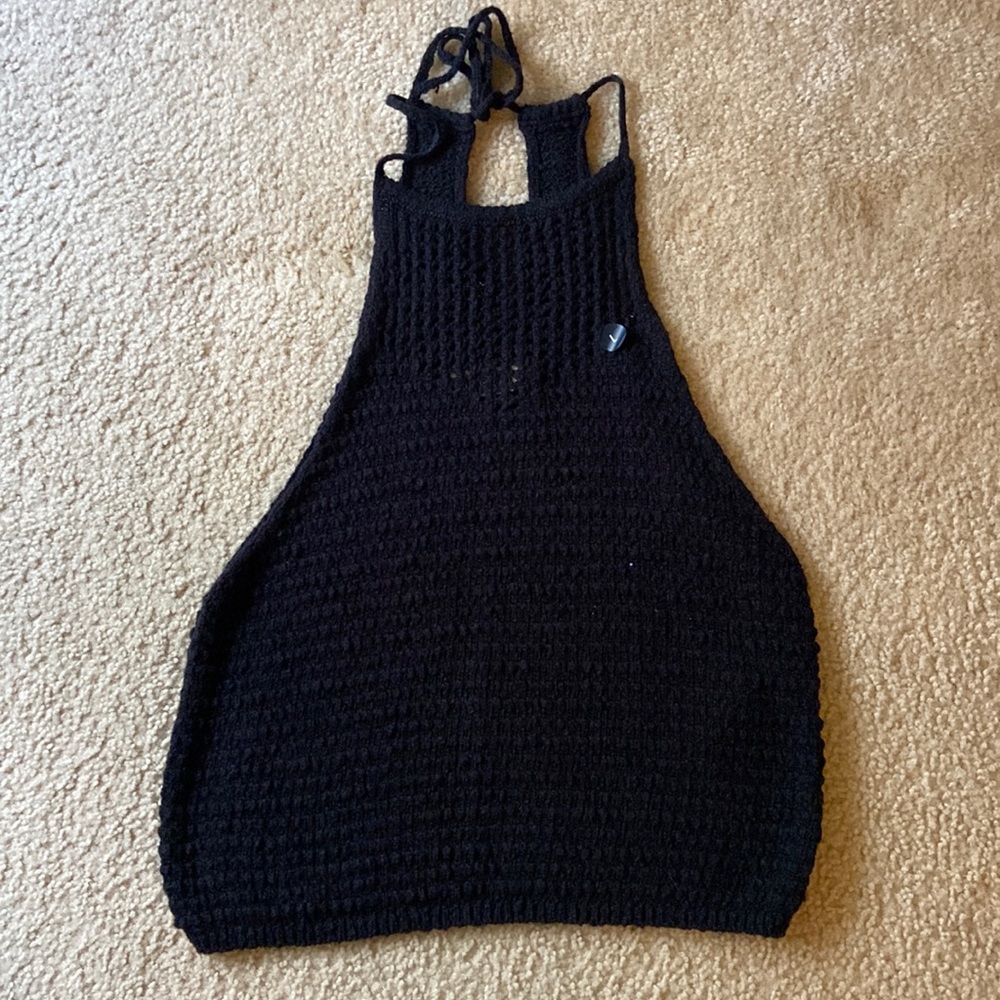Black Large Crochet Top/ Hollister